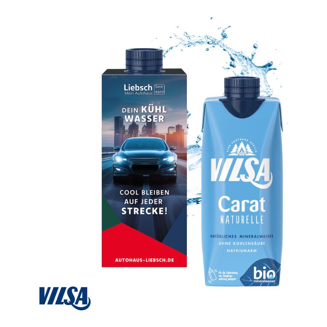 Streuartikel VILSA Carat naturelle – wasser – mit individuellem Etikett für Messen und Events an potenzielle Kunden und als Firmen-Präsent