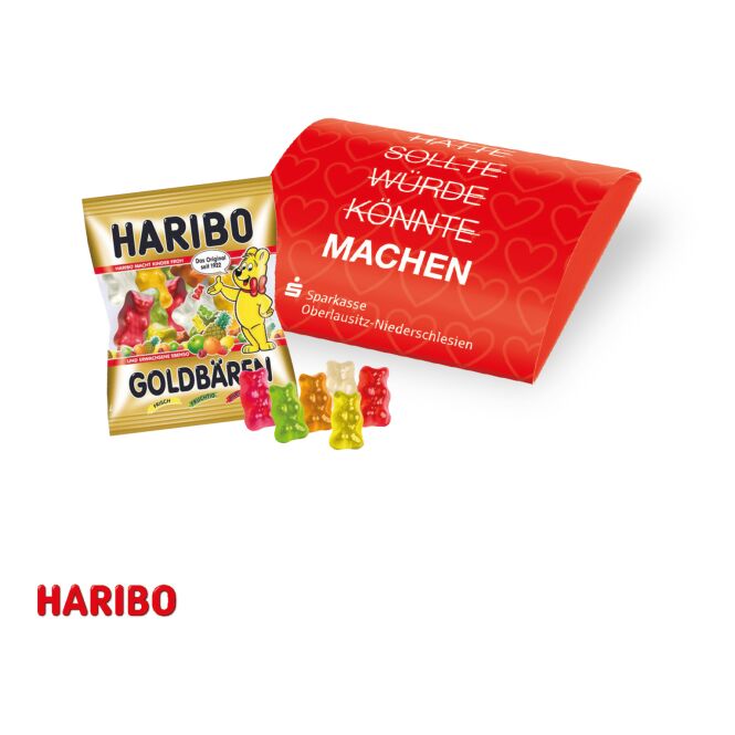 Werbeartikel HARIBO Goldbären im Werbebriefchen – bunt – mit Logo bedruckt 10g als Streuartikel für Messen und für Mitarbeitergeschenke