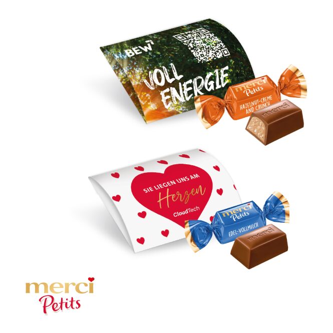 Premium-Werbeartikel Merci Petits Werbebriefchen – bunt – inkl. Werbeaufdruck für Mitarbeiter und Geschäftspartner als hochwertiges Geschenk