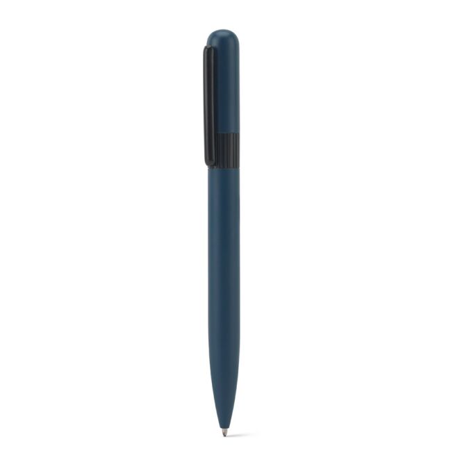 Kundengeschenk ELSIE ROUND Metall-Kugelschreiber – blau – mit Gravur, nachhaltig, schwarz schreibend, Drehkugelschreiber für Konferenzen