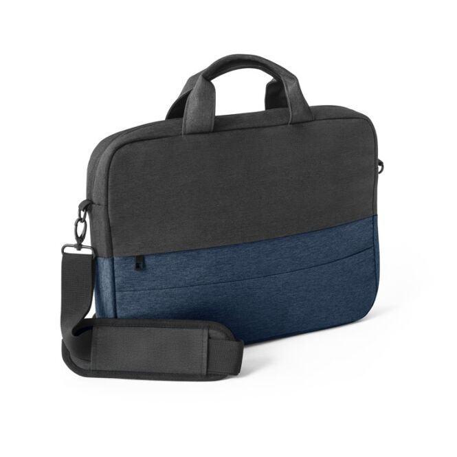 Kundengeschenk Laptoptasche Genoa mit Logodruck – 15 Zoll recyceltes Polyester – Blau – hochwertige Business-Tasche für Laptops