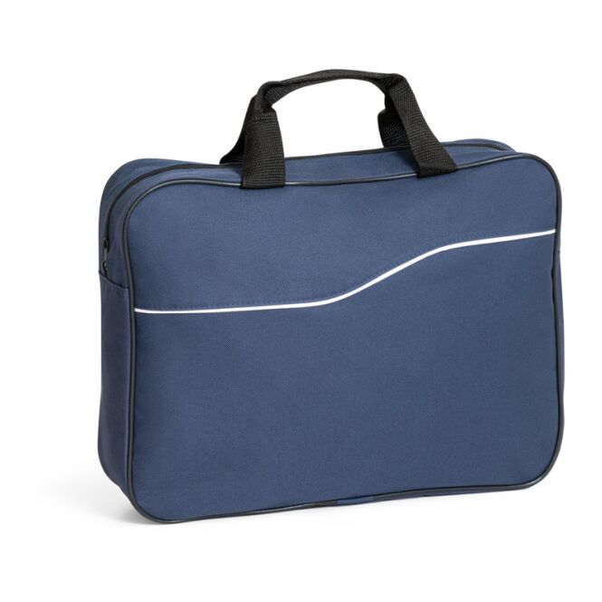 Werbeartikel DOHA Kongressmappe aus 600D Polyester mit Logodruck – Blau – Business-Tasche für Konferenzen und Meetings