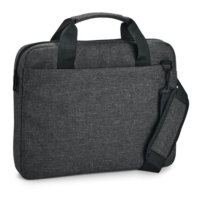 Werbeartikel Laptop Aktentasche 14 Zoll mit Logodruck – Dunkelgrau – gepolsterte Business Tasche für den sicheren Transport