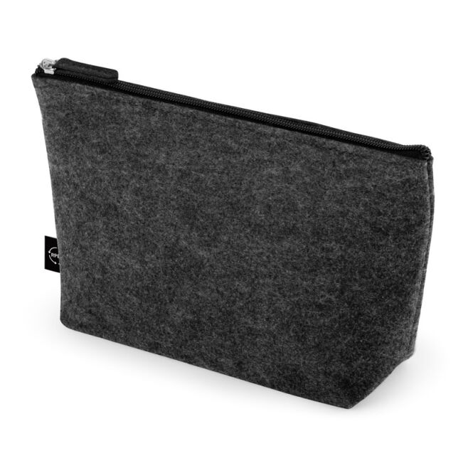 Firmengeschenk Kosmetiktasche MALLORCA – dunkelgrau – mit Logo bedruckt 250x140x70 mm nachhaltiges Necessaire für Firmen-Events