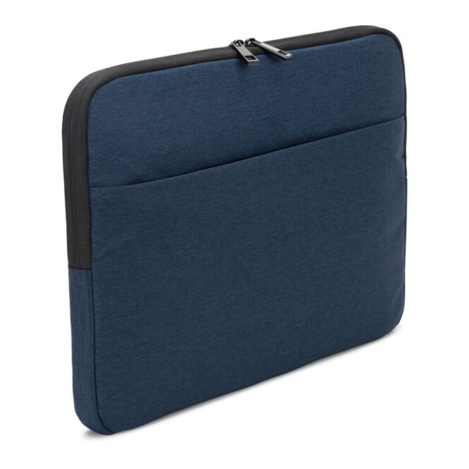 Werbeartikel Laptoptasche Newcastle mit Logodruck – Blau – recyceltes Polyester für 14 Zoll Notebooks als Business Tasche