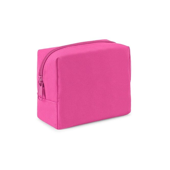 Werbeartikel Kosmetiktasche Chloe aus 600D Polyester mit Logodruck – Rosa – robuste Kulturtasche für Firmen und Messen
