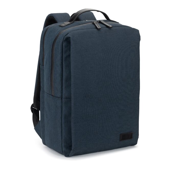 Mitarbeitergeschenk Rucksack GLASGOW – blau – mit Logo bedruckt 20L mit 17 Zoll Laptopfach als komfortabler Backpack für das Onboarding