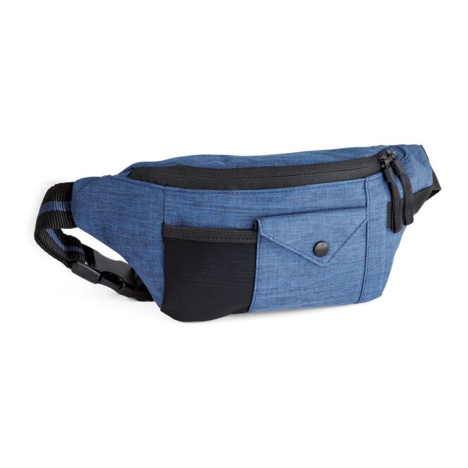 Werbeartikel MUZEUL Hüfttasche mit Logodruck – 270x120x65 mm – Blau – praktische Bauchtasche für Firmenevents und Außendienst