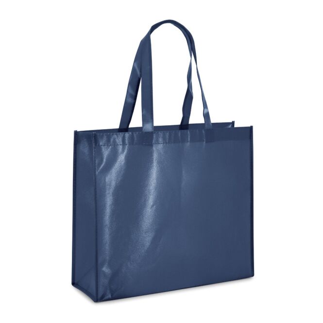 Werbeartikel Millenia Tragetasche aus Non-Woven mit Logodruck – Blau – nachhaltige Einkaufstasche für Unternehmen