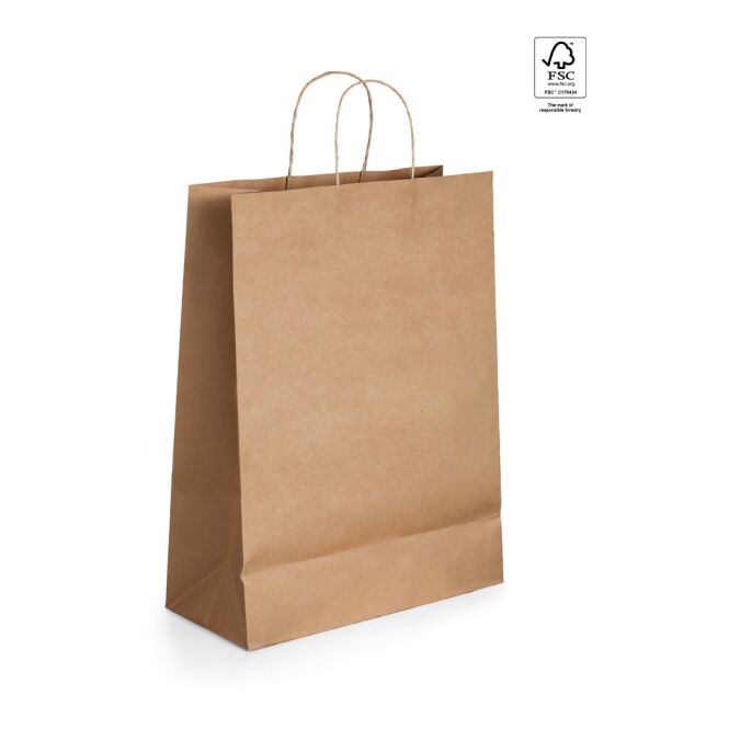 Werbeartikel Tayla Papiertüte mit Logodruck – 320x410x110 mm – Natur – umweltfreundliche Tragetasche aus FSC-Material für Firmen