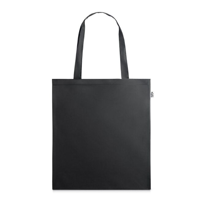 Werbeartikel MAPUTO Tragetasche mit Logodruck – 38x42 cm – Schwarz – recycelte Einkaufstasche für Unternehmen