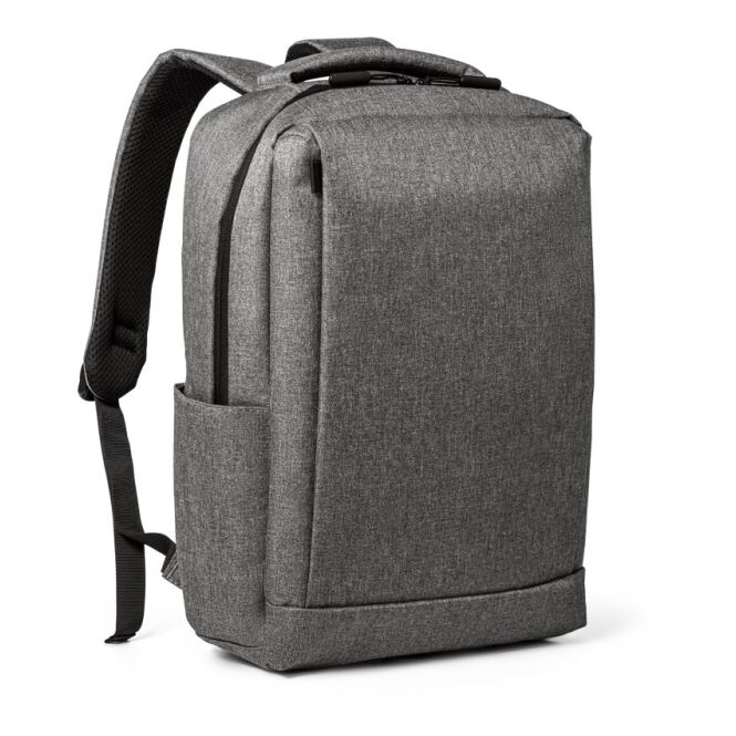 Firmengeschenk Bologna Laptop-Rucksack mit Logodruck 15,6 Zoll 32x41x12 cm – Grau – funktionaler Business-Begleiter für Mitarbeiter und Messen