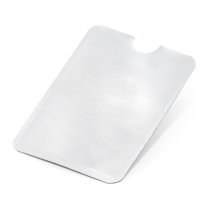Werbeartikel Kartenhalter MEITNER – weiß – mit Logo bedruckt aus Aluminium mit RFID-Sperre 92 x 63 mm