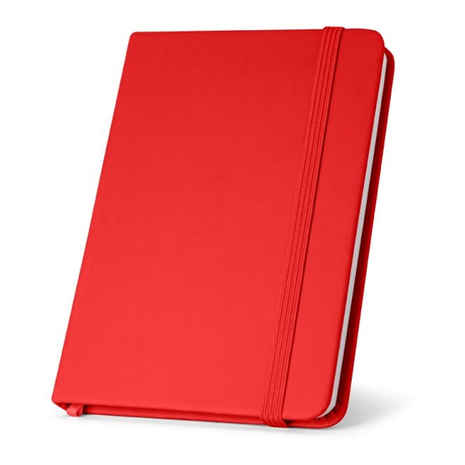 Werbeartikel Notizbuch HEMINGWAY DIN A5 – rot – mit Logo bedruckt 140x210mm aus Recyclingpapier für Meetings & Konferenzen
