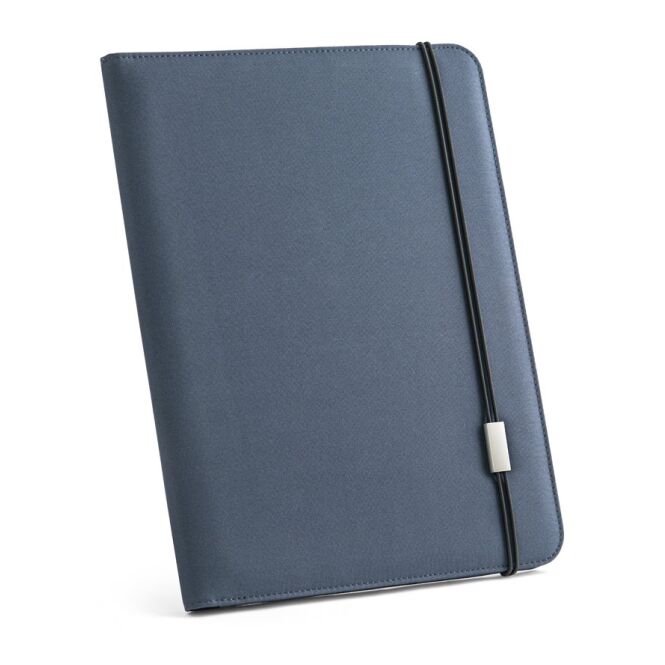 Werbeartikel Schreibmappe EMERGE FOLDER II – blau – mit Logo bedruckt nachhaltige A4 Mappe aus recyceltem Polyester 230 x 330 x 50 mm
