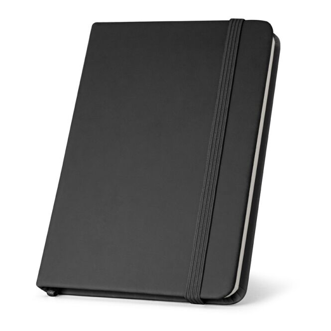 Mitarbeitergeschenk Notizbuch CAMPUS – schwarz – mit individuellem Werbedruck 35% recyceltes PU 138x210mm nachhaltiges Journal