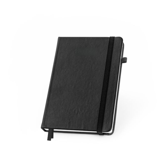 Kundengeschenk Notizbuch HEANEY DIN A5 – schwarz – mit Logo bedruckt 145 x 210 mm FSC-zertifiziert für das Homeoffice