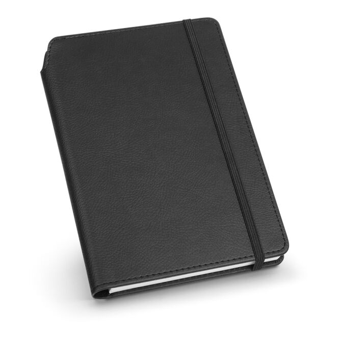 Kundengeschenk Notizbuch MORIAH DIN A5 – schwarz – mit Logo geprägt nachhaltig aus FSC-Papier für Meetings & Konferenzen 140x210 mm