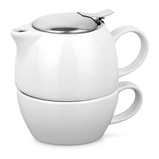 Firmen-Geschirr COLE Teeset 2 in 1 – weiß – mit Logodruck 440ml/280ml als elegantes Teeservice für Gastronomie, Cafés & Teeliebhaber