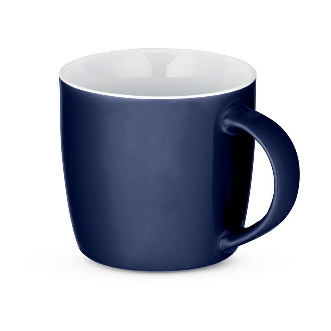 Werbeartikel Kaffeebecher COMANDER – dunkelblau – mit Logodruck 370 ml für die Büroküche