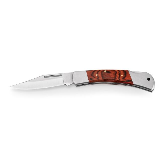 Firmengeschenk Falcon II Taschenmesser mit Logodruck – Natur dunkel – robustes Klappmesser aus Edelstahl für Mitarbeiter und Kunden