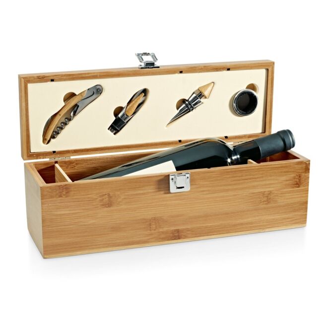 Firmengeschenk SYRAH Weinset mit Gravur – Natur – edles Weinaccessoire für Businessanlässe