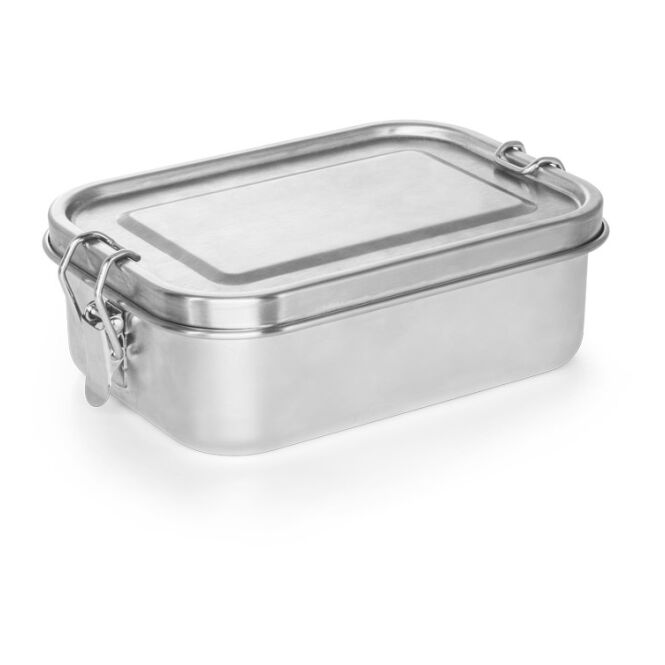 Werbeartikel Lunchbox Allspice mit Gravur – Satinsilber – luftdichte Edelstahlbox 750 ml für Büro und Catering