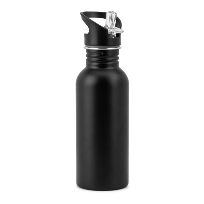 Werbeartikel Edelstahlflasche Edberg mit Logodruck – Schwarz – Trinkflasche für Firmen und Messen
