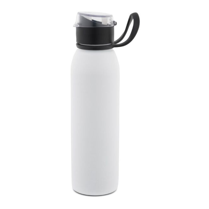 Firmengeschenk LEMIEUX Edelstahl Sportflasche mit Logodruck – Weiß – 670 ml Trinkflasche aus recyceltem Material für das Büro