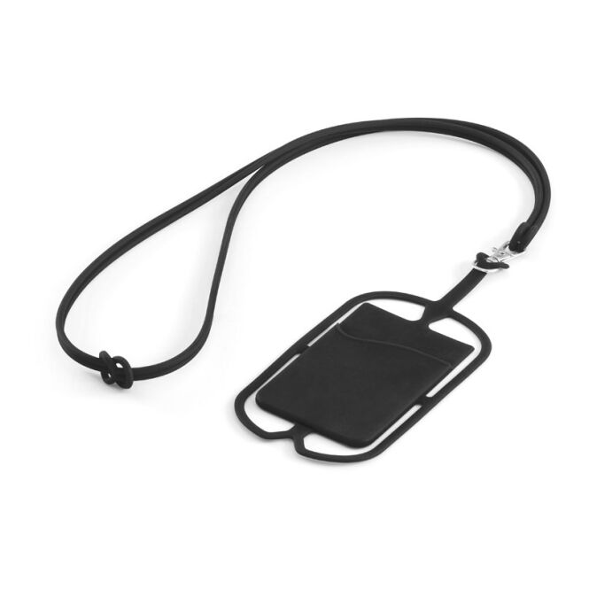 Giveaway Kartenhalter NICOLAUS – schwarz – mit Logo bedruckt 57x86x4 mm mit Lanyard für Events & Konferenzen