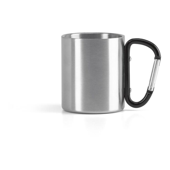 Werbeartikel WINGS Edelstahlbecher 230 ml mit Logodruck – Schwarz – doppelwandige Tasse für Firmen und Büro