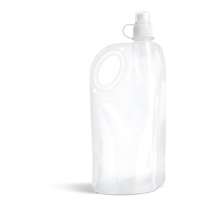 Werbeartikel faltbare Flasche HIKE 750 ml mit Siebdruck – Weiß – praktisches Trinkgefäß für Messen und Büro