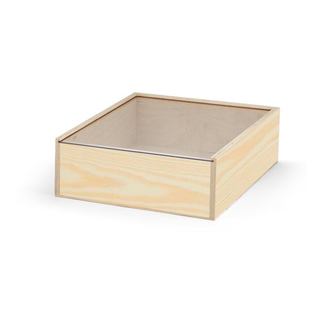Werbeartikel Holzschachtel Boxie Clear L mit Gravur – Natur dunkel – edle Aufbewahrungsbox für Büro und Business