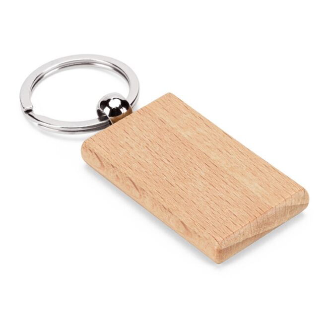 Werbeartikel Schlüsselanhänger Stewie Buchenholz mit Gravur – Natur – robuster Holzanstecker für Messen und Büro