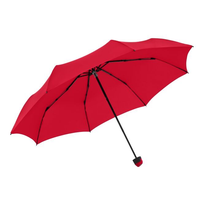 Firmengeschenk Taschenschirm Knirps E.050 – rot – mit Logodruck 120km/h windfest Ökotex kompakter Regenschirm für Firmenauftritte