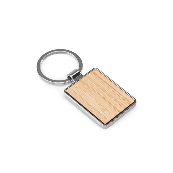 Werbeartikel Schlüsselanhänger Gaston Rectangular mit Gravur – Natur – robuster Begleiter für Firmen und Messen