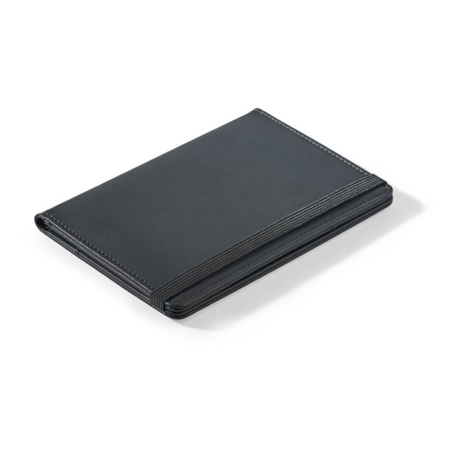 Werbeartikel PU-Passhülle BRAM mit Logodruck – Schwarz – RFID-sicheres Reiseaccessoire für Firmen
