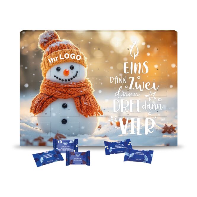 Firmengeschenk Klett Wand-Adventskalender – weihnachtlich – inkl. Werbeaufdruck 96 g als Weihnachtsgeschenk für Kunden und Partner