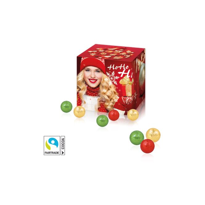 Firmengeschenk Adventskalender Cube – adventskalender – mit bedrucktem Etikett als Weihnachtsgeschenk für Kunden und Partner hochwertig