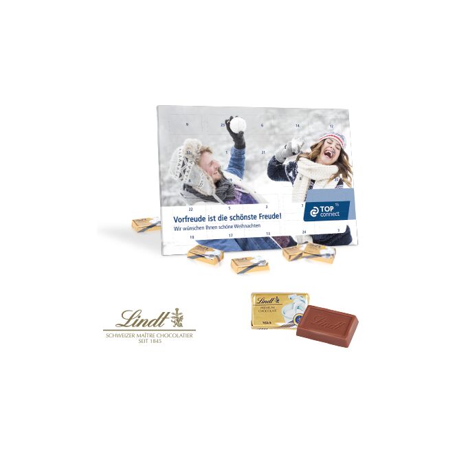 Mitarbeiter-Weihnachtsgeschenk Tisch-Adventskalender Lindt Select Edition mit Logodruck – Bunt – Premium-Präsent für Firmen