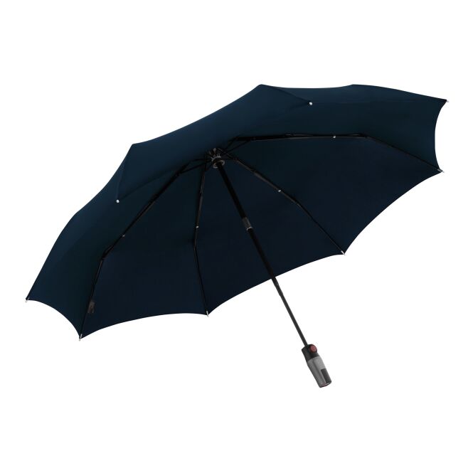 Kundengeschenk Taschenschirm Knirps T.400 – marineblau – mit Logodruck 120 km/h windfest robuster Regenschirm für Firmenauftritt