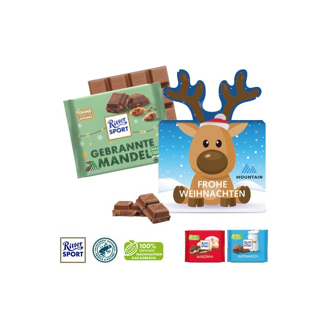 Schokotafel Ritter Sport „Rentier“ allbranded