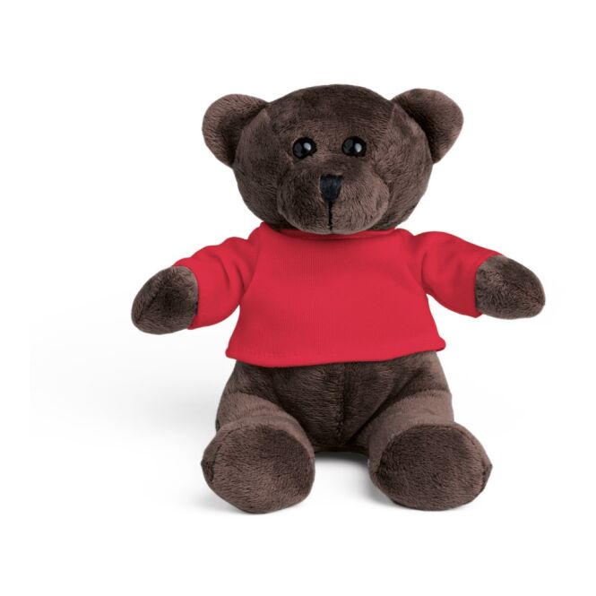 Werbeartikel BEAR. Plüschtier mit T-Shirt – rot – mit Logo bedruckt 120 mm für Messen & Promotion