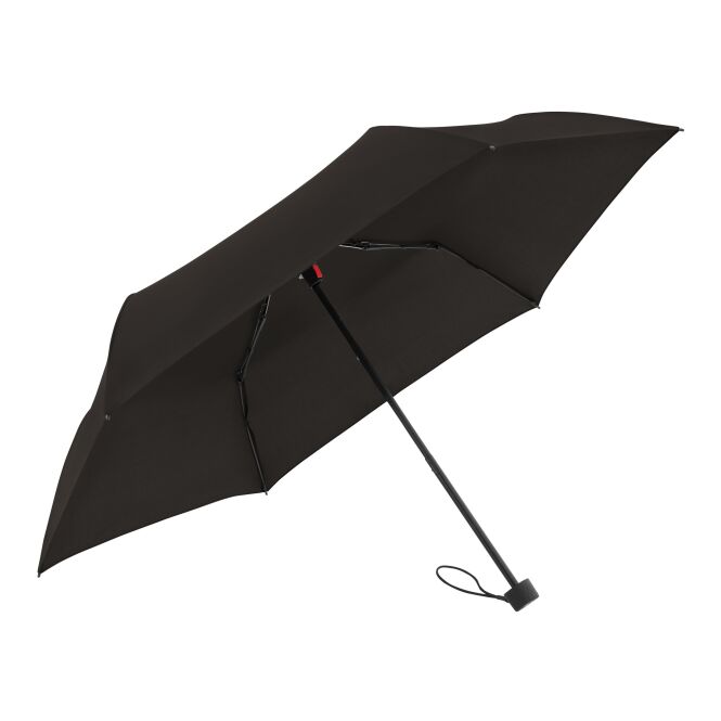 Mitarbeitergeschenk Taschenschirm Knirps C.050 – schwarz – mit Logodruck 22cm kompakt 90cm Durchmesser robuster Regenschirm