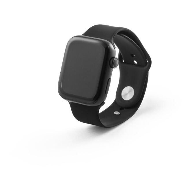 Mitarbeitergeschenk Armbanduhr WILES – schwarz – mit Logo bedruckt 1.85 Zoll Display IPX4 spritzwassergeschützt eleganter Zeitmesser