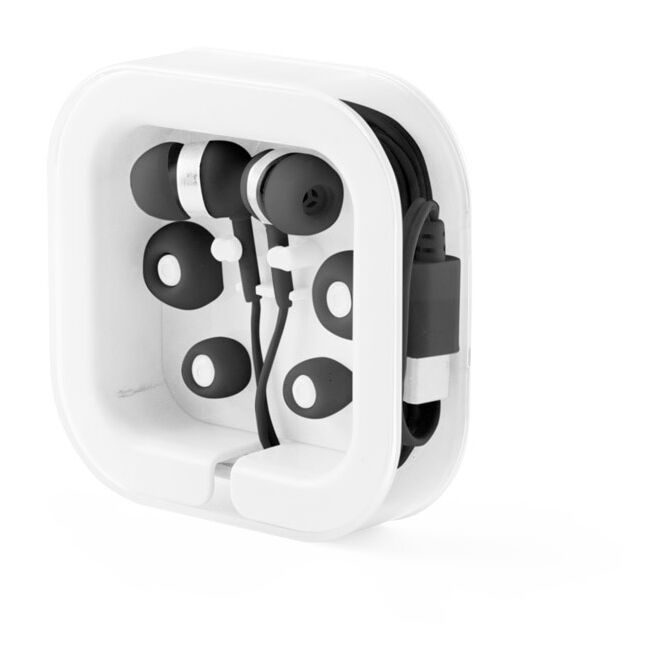 Premium-Werbegeschenk Presley In-Ear Kopfhörer mit Logodruck – Schwarz – USB-C Audiozubehör für Büro und Konferenzen