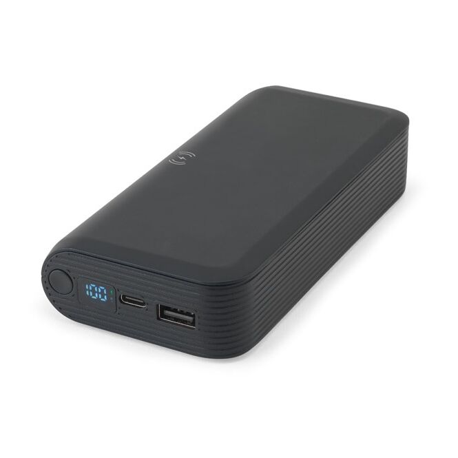 Premium-Werbegeschenk Becker 20 Powerbank mit Logodruck – 20.000 mAh und rABS – Schwarz – leistungsstarker mobiler Akku für Unternehmen