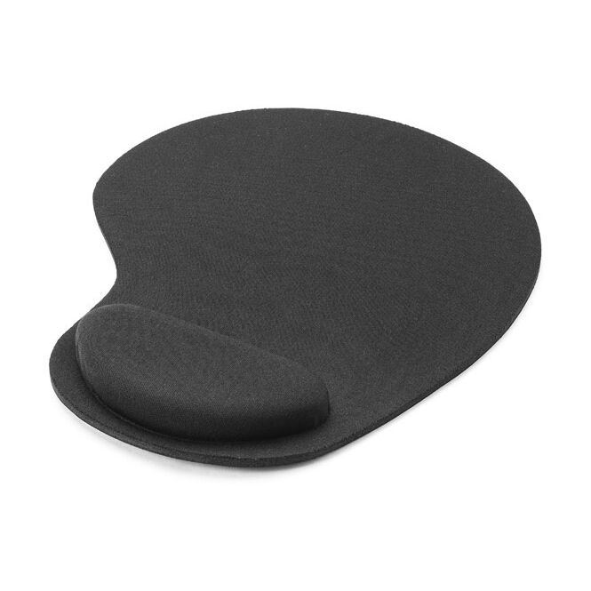 Werbeartikel ergonomisches Mauspad Norbert mit Logodruck – Schwarz – 235x206x4 mm aus EVA für das Büro und Computerarbeitsplätze