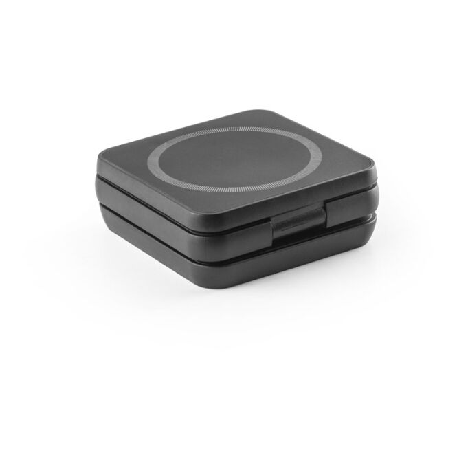 Firmengeschenk Broglie 4-in-1 magnetisches Ladegerät mit Gravur – Schwarz – 15w kabellose Ladestation für das Büro