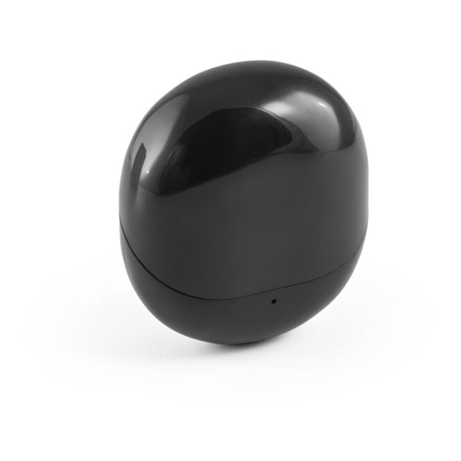 Premium-Werbeartikel Bluetooth Kopfhörer BURTON – schwarz – mit Logo bedruckt, nachhaltiges rABS, 12h Akkulaufzeit, 59x51x26 mm für Homeoffice